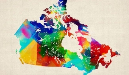 Colourful map of Canada